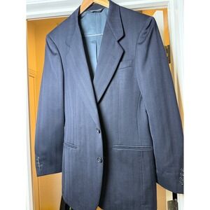 Nino Cerruti Rue Royale Mens Wool Blend Blazer Jacket Navy Pinstripe Size 42R